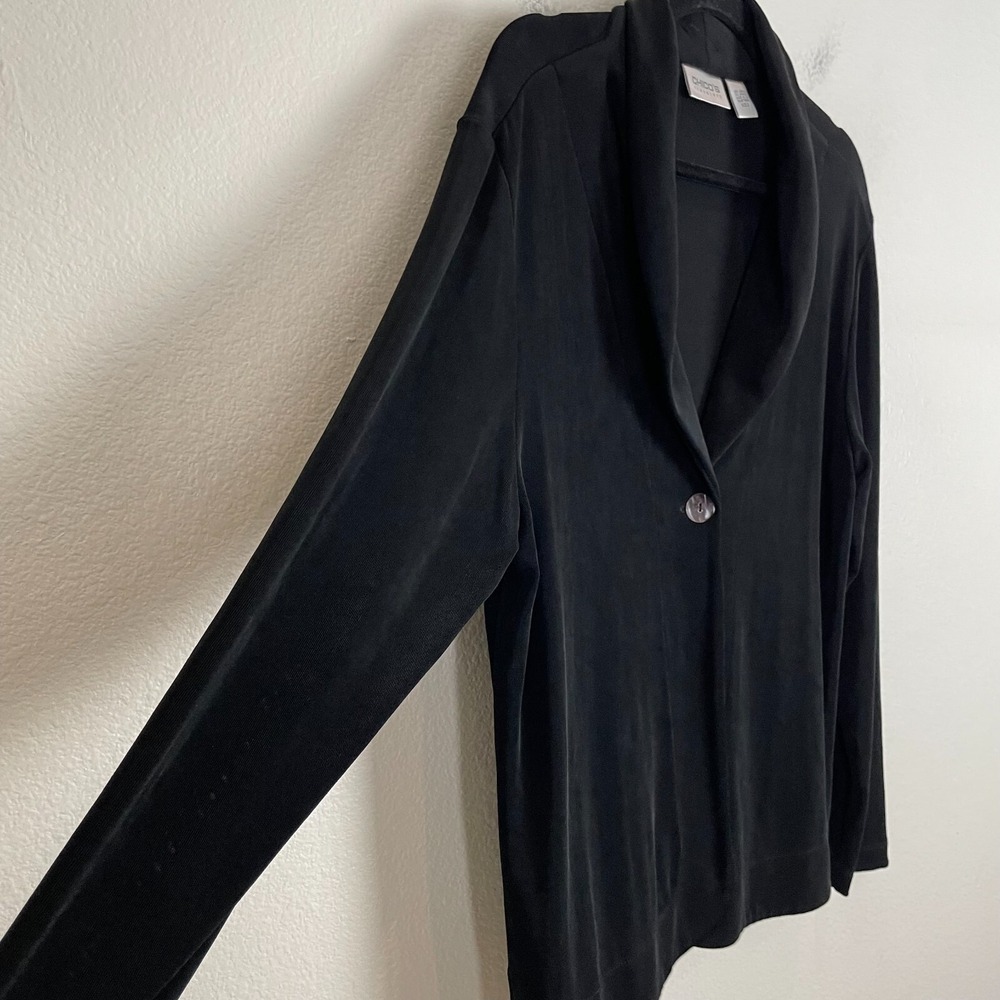 Chicos Travelers Womens Large Slinky Knit Cardigan‎ One Button Long Sleeve Top - Picture 8 of 12